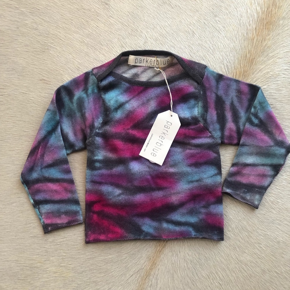 Parker Blue Tie-Dye Cashmere Baby Sweater